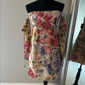 Pink Off-Shoulder Bishop Sleeve Sundress